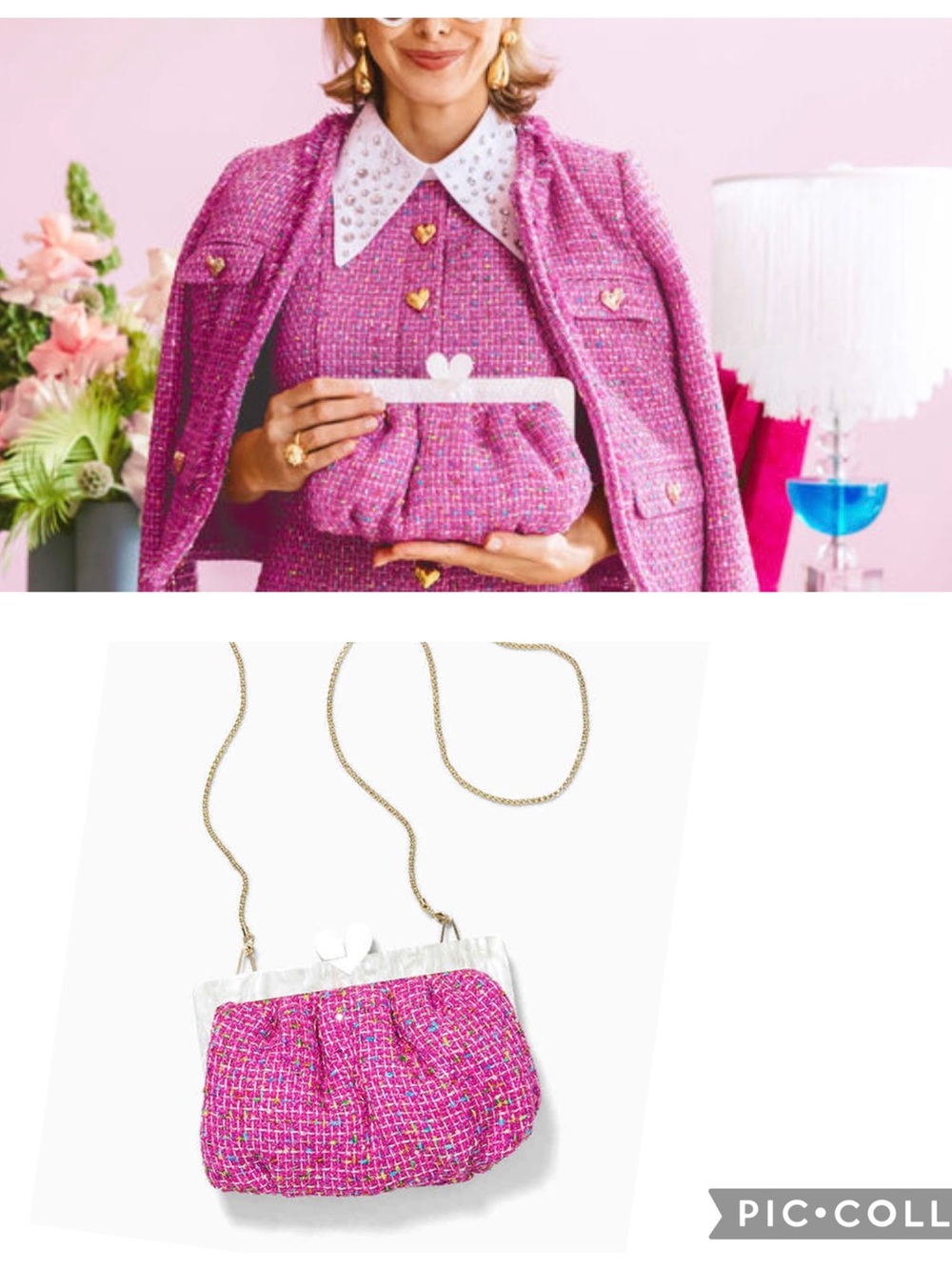 Lilly Pulitzer limited-edition Lilly x Lele Heart Clutch with removable chain. - Picture 1 of 10